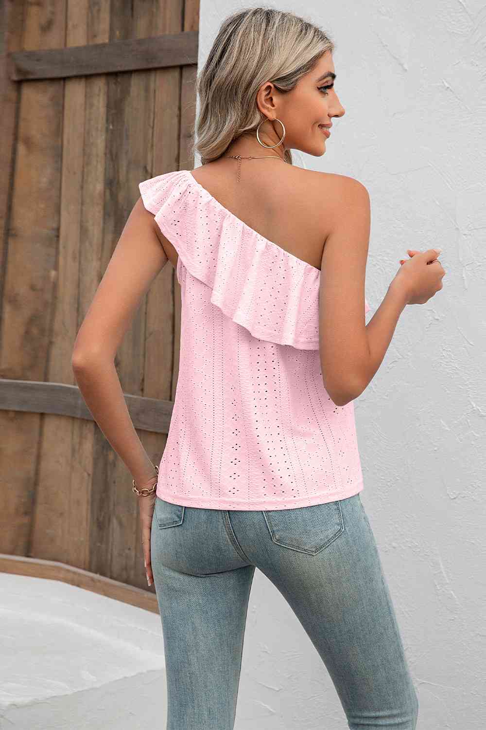 Eyelet One-Shoulder Tank